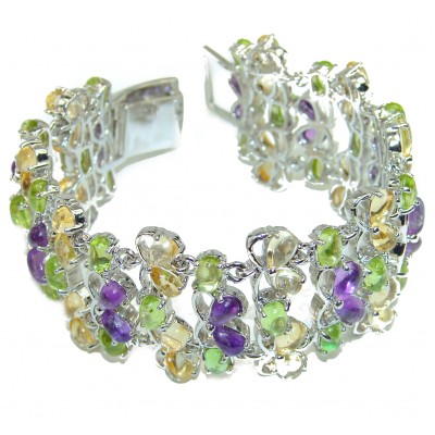 Spectacular Authentic Multigem .925 Sterling Silver handcrafted HUGE Bracelet