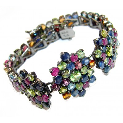 Spectacular authentic Multigem .925 Sterling Silver handmade bangle Bracelet