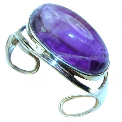 Real Treasure Genuine Amethyst .925 Sterling Silver handcrafted Bracelet / Cuff